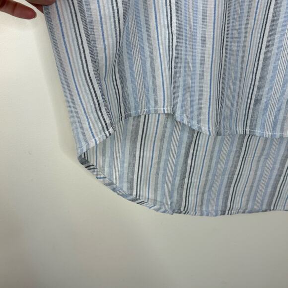 OAT Blue Striped Button-Down Top NWT Size Large - Picture 4 of 10